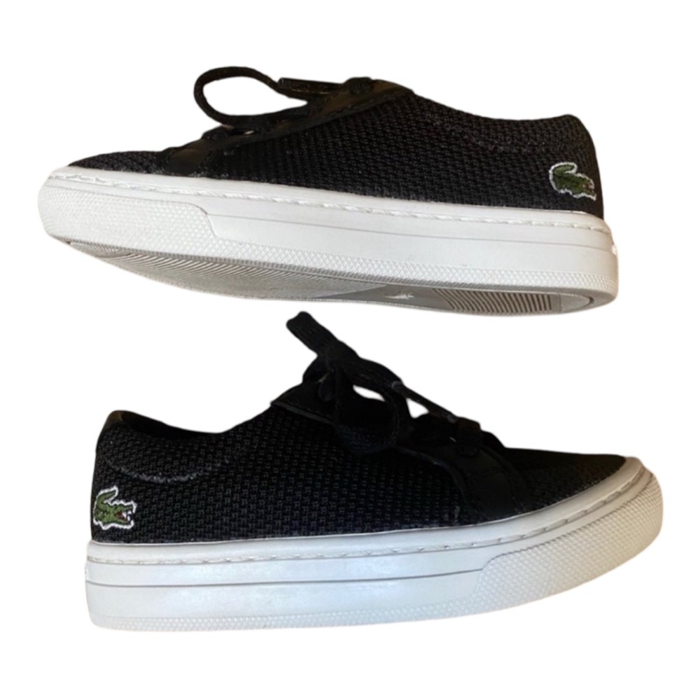 Lacoste Toddler Sneakers Size 5 Black Canvas Casual Shoes like new - Picture 7 of 12